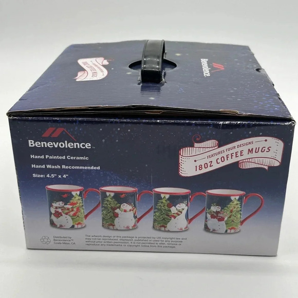 Holiday Snowman - Christmas Coffee Cups 4 Pack 18oz - Picture 3 of 6